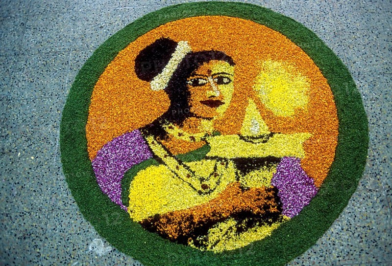 Floral decoration during Onam festival