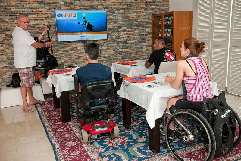 Disabled people in wheelchairs