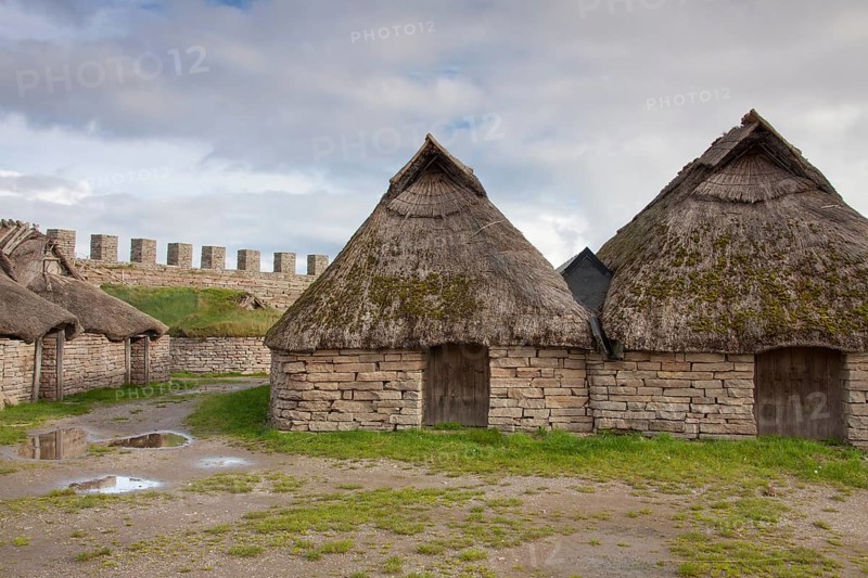 Thatched stone houses at Eketorp Castle