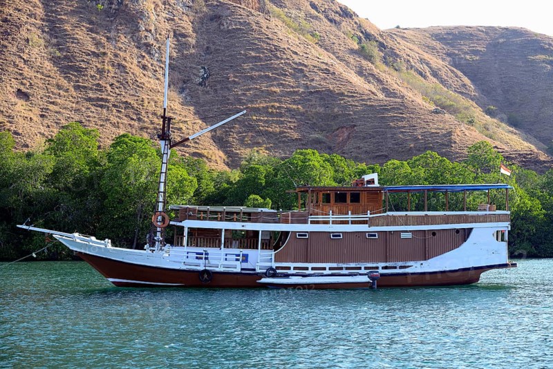 Typical tourist ship anchors off Rinca Island