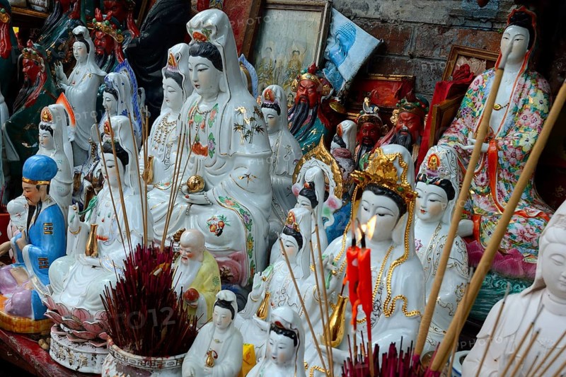 Worship figures with incense sticks