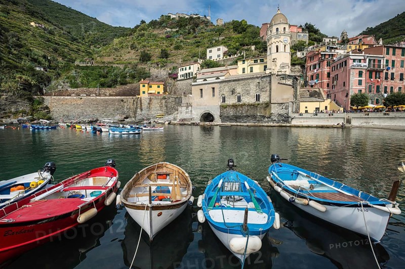Vernazza beach with view of the church of Santa Margherita d'Antiochia