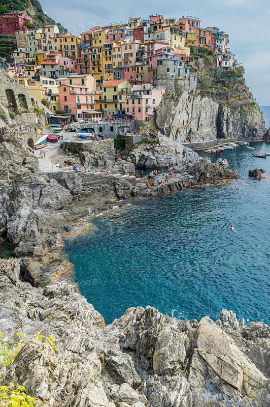 Rocky shoreline and harbour