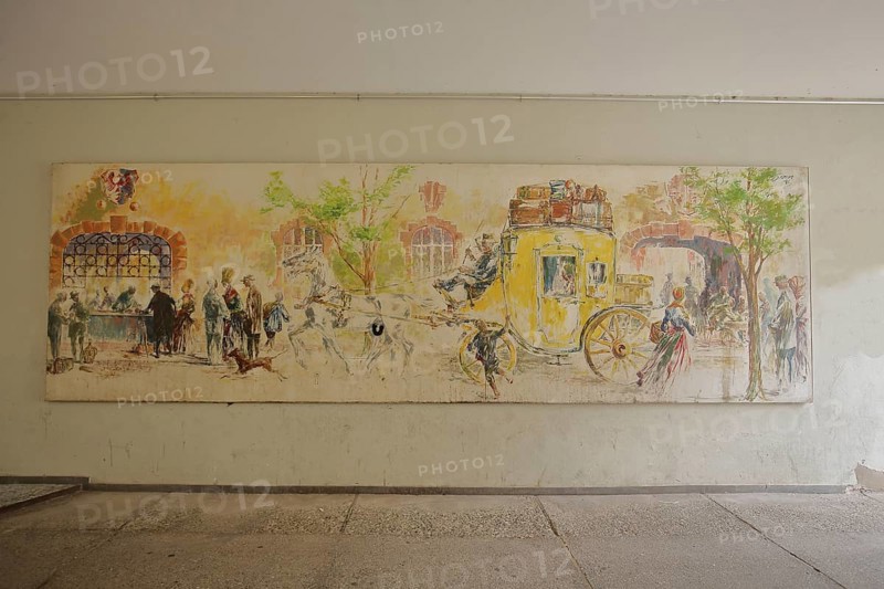 Painting Stagecoach by Eugen Gross in the Rietgasse in Villingen