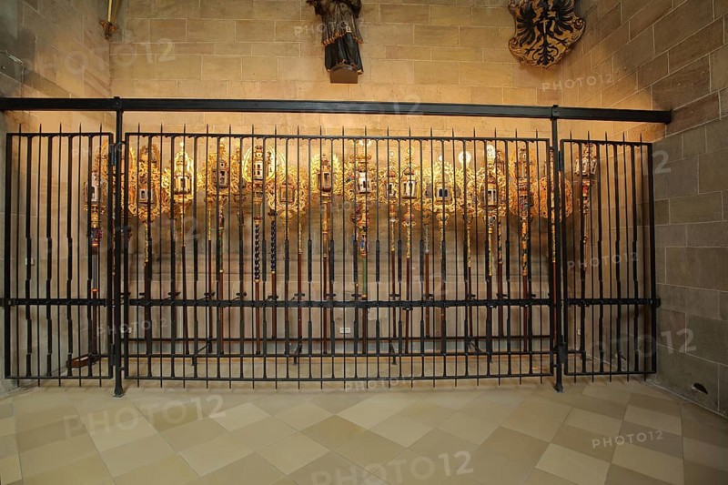 Exhibition and exhibits of the historic guild lanterns on the history of the town in the Heilig Kreuz Muenster in Rottweil