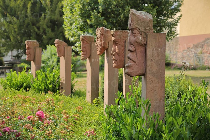 Sculptures Nibelungenlied by Paul August Wagner 1998 in the Nibelungen Park in Neckarsteinach