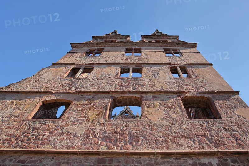 Jadgschloss of Hirsau Monastery built 11th century with view upwards in Calw