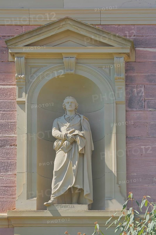 Sculpture by writer Friedrich Schiller at the Georgenaeum in Calw