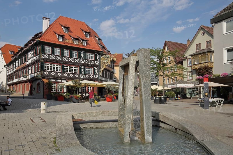 Suburban fountain with Hotel Restaurant Alte Post in Nagold