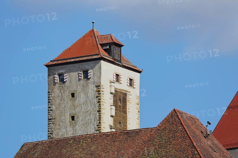 Spire of the historic Schurkenturm at Hohenberg Castle in Horb im Neckar