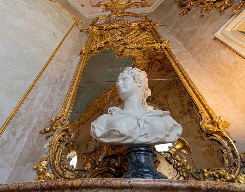 Sculptures and busts in the gallery of Sanssouci Palace