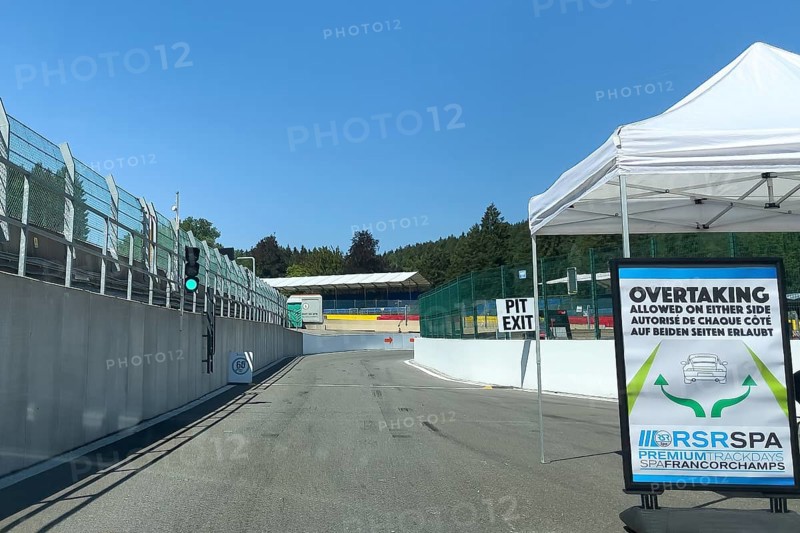View from racer's perspective on beginning of Pit Lane Exit of FIA Formula 1 Circuit
