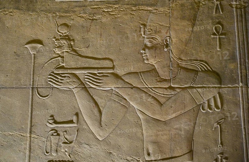 Sacrificial scene in the holy of holies of the temple of Isis