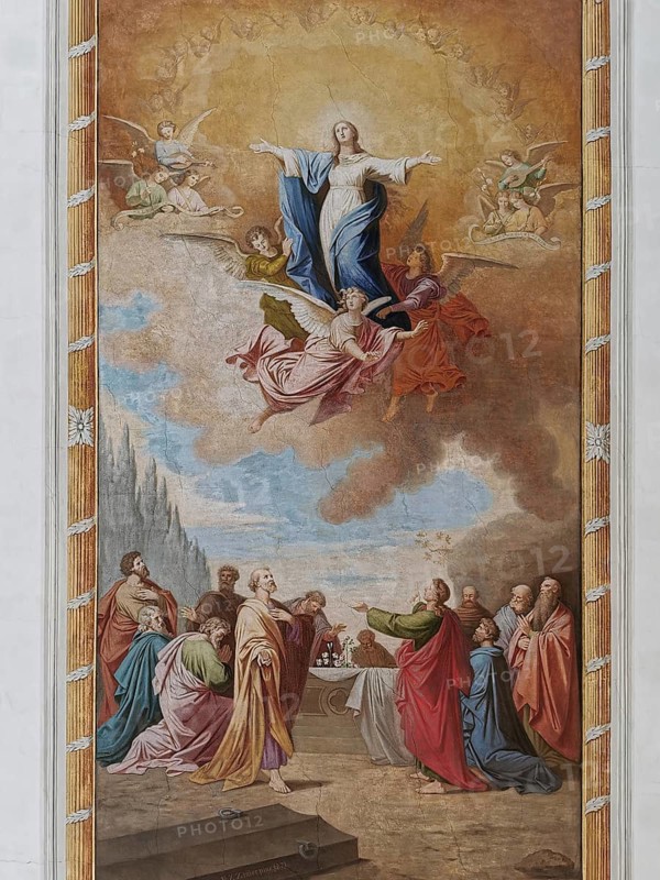Ceiling painting depicting the Assumption of the Virgin Mary and St. Francis of Assisi and St. Ignatius of Loyola
