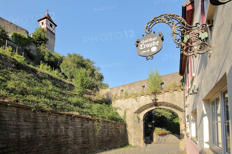 Lower Gate and Nuremberg Tower as parts of the historic town fortifications in Bad Wimpfen