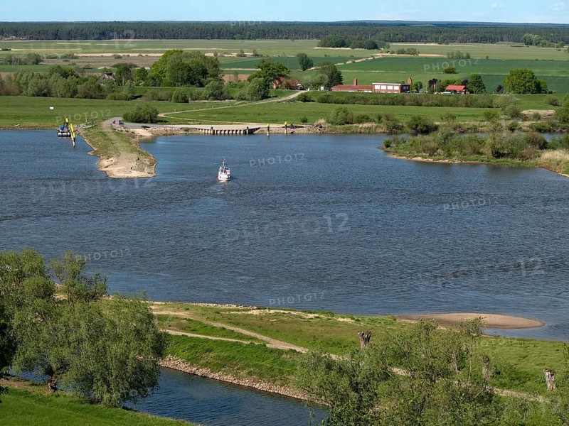 The Elbe ferry from Bitter to Hitzacker crosses the Elbe from the Bitter jetty in the Elbe River Landscape UNESCO Biosphere Reserve