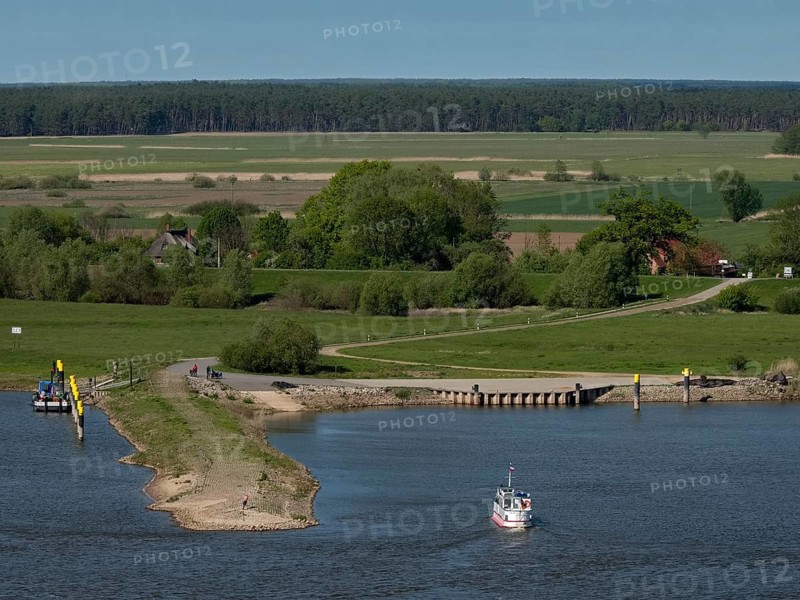 The Elbe ferry from Bitter to Hitzacker crosses the Elbe from the Bitter jetty in the Elbe River Landscape UNESCO Biosphere Reserve