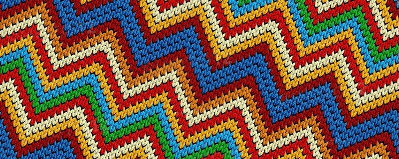 Knitted zig zag stripes blanket in colors. Decorative editable vector background illustration for your design