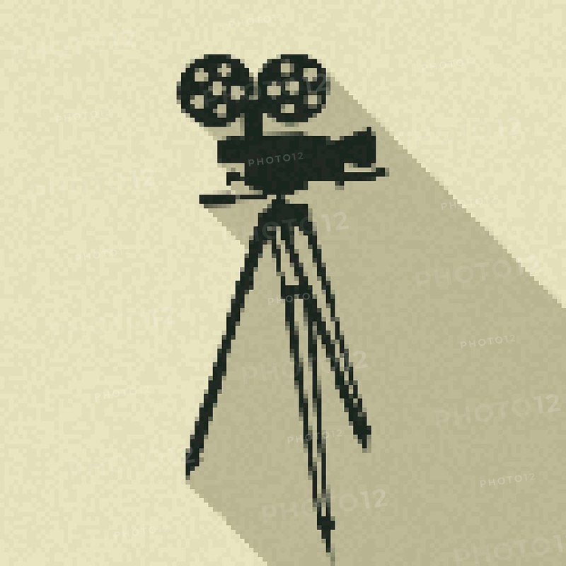 Pixel art movie camera icon
