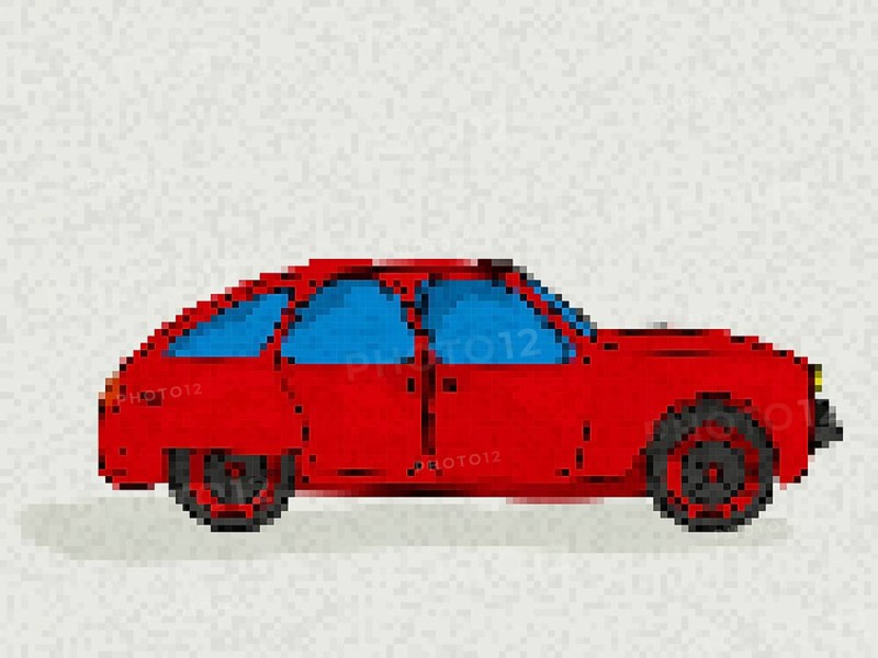 Cartoon style drawing of a red sport car