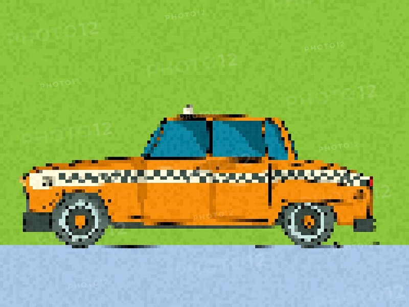 Pixel art taxi car