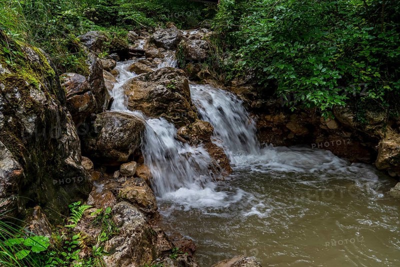 Cascades at the waterfall in the Breuergraben along the Schwarzache