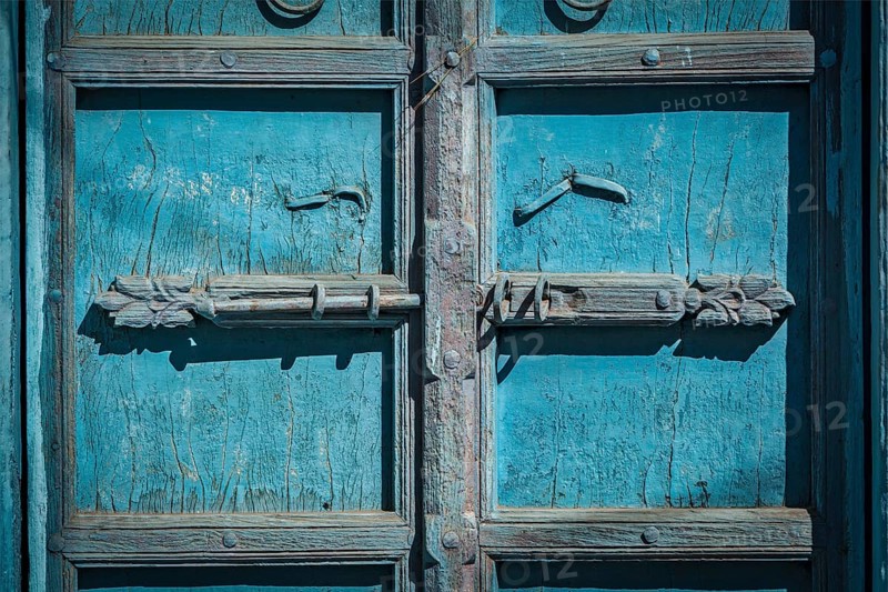 Latch with padlock on door in India