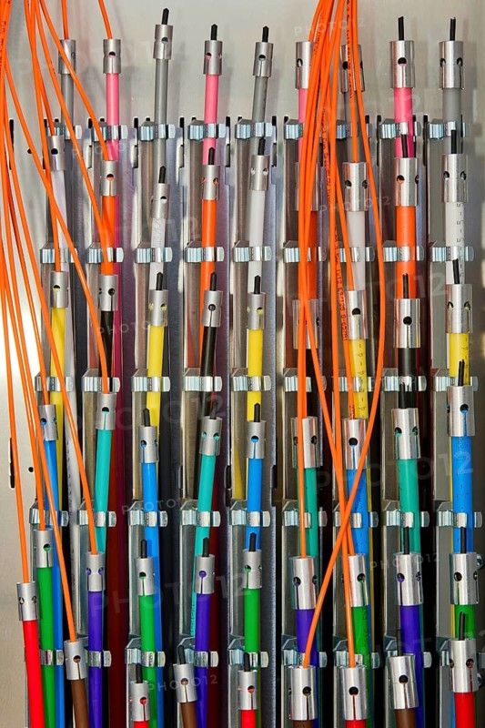 Coloured fibre optic cables for broadband connections