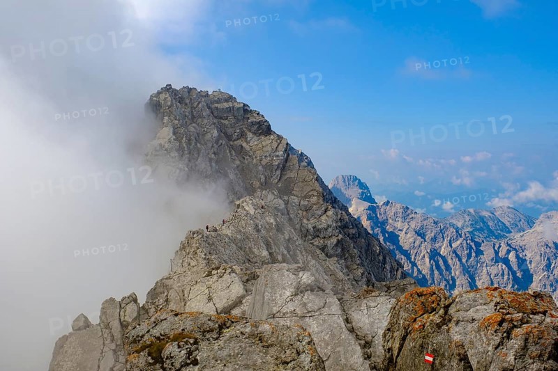 Watzmann middle peak with clouds seen from Hocheck