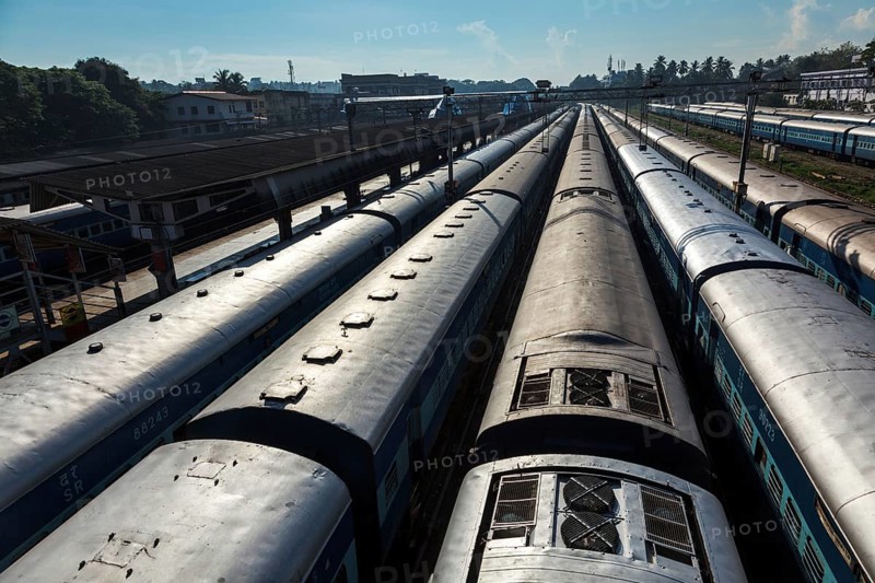 Trains at train station. Trivandrum