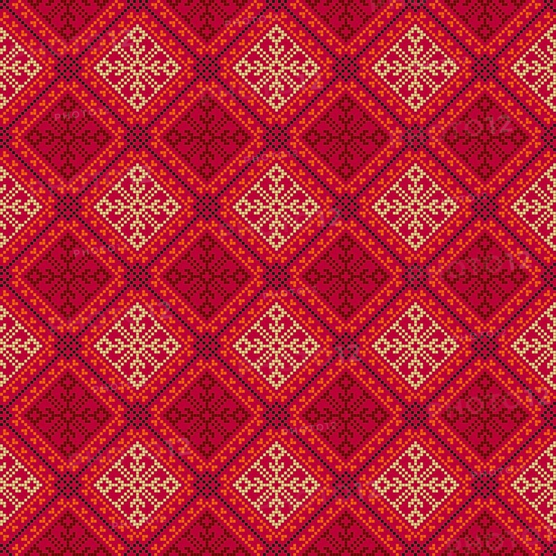 Decorative repeating pattern inspired by traditional Russian embroidery