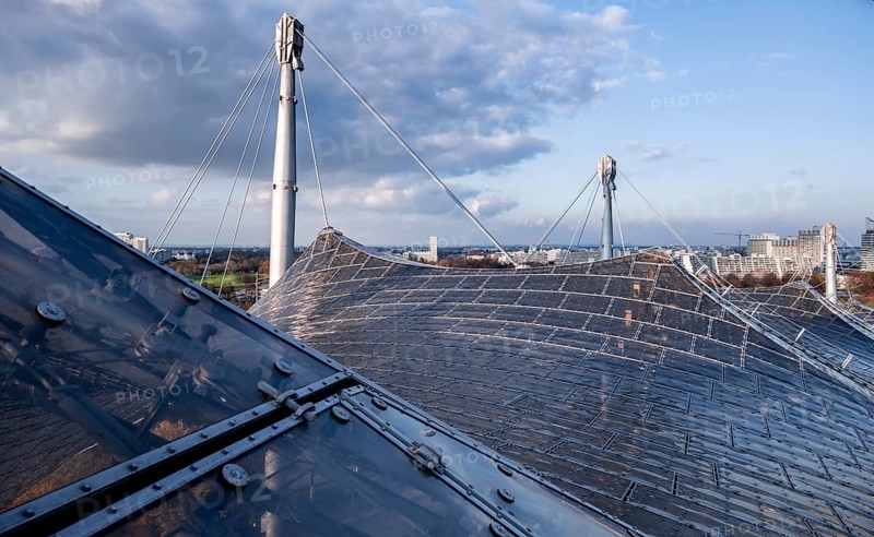 Supports and panels on the tent roof of the Olympic Stadium