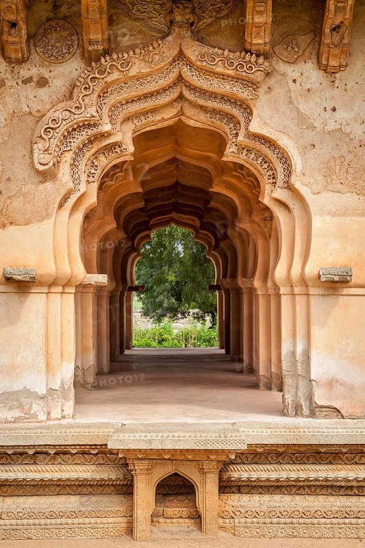 Lotus Mahal details. Royal Centre. Hampi