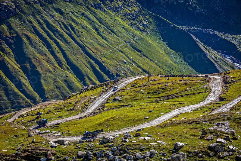 Road in Himalayas. Rohtang La pass
