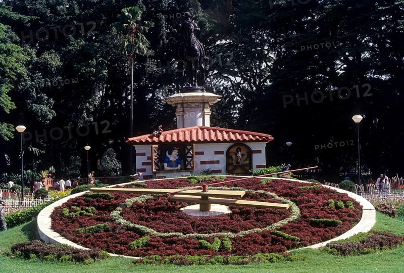 The floral clock in Lal Bagh garden in Bengaluru or Bangalore
