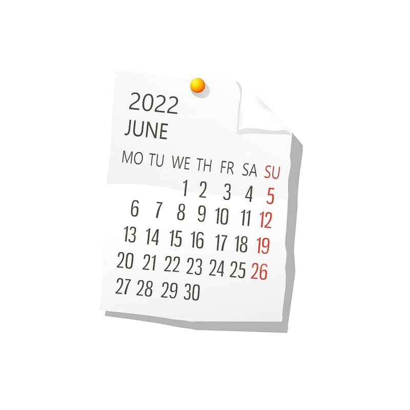 2022 Calendar on white paper