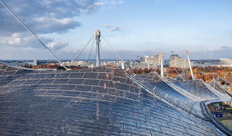 Supports and panels on the tent roof of the Olympic Stadium