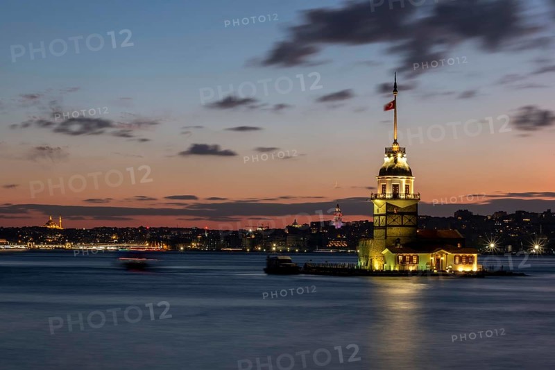 Maiden's Tower at sunset in Istanbul