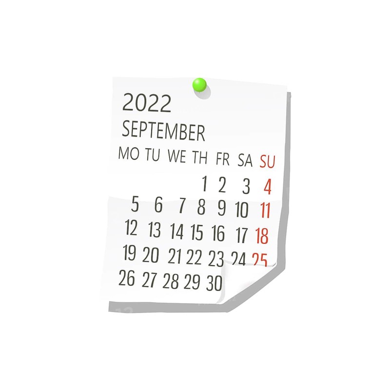2022 Calendar on white paper