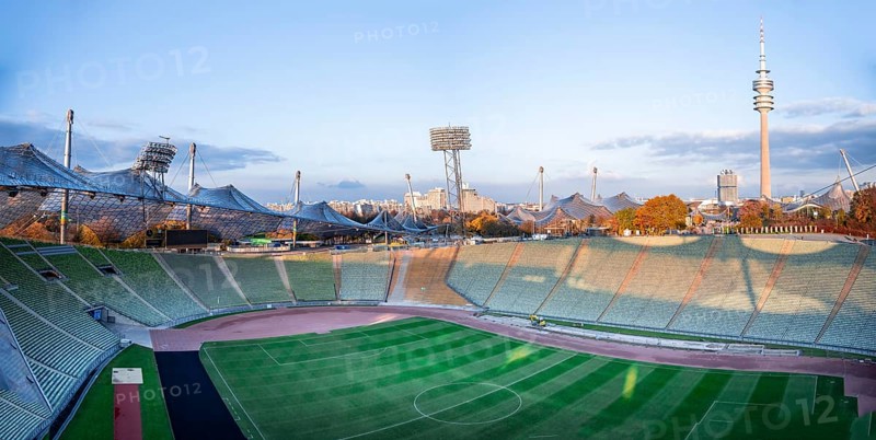 View over Olympic Stadium with football field