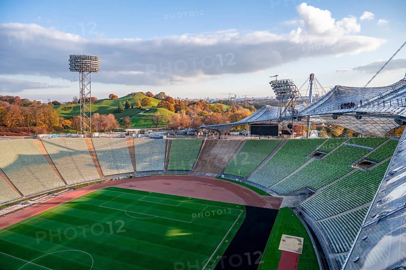 View over Olympic Stadium with football field