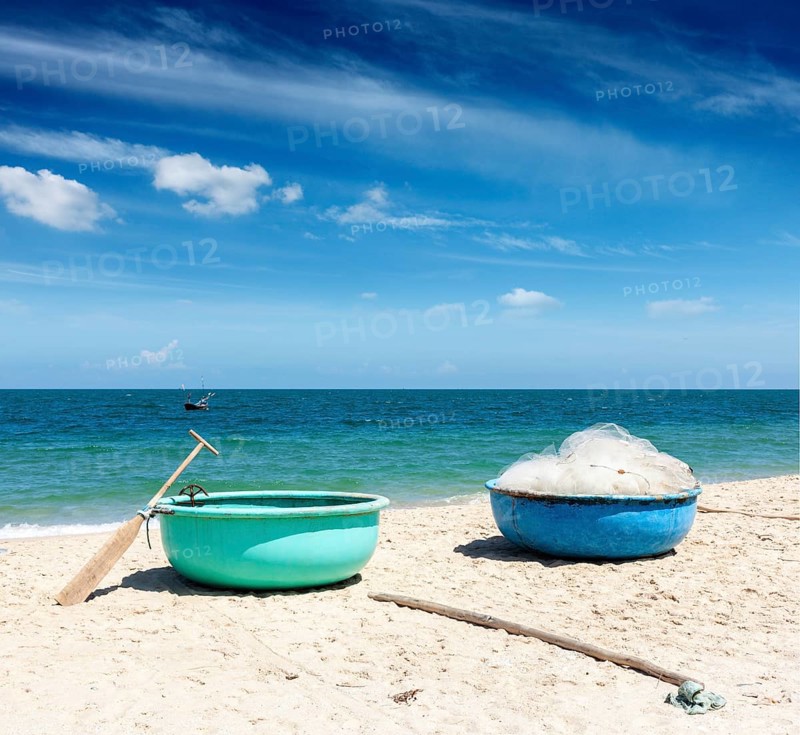 Fishing boats on beach. Mui Ne