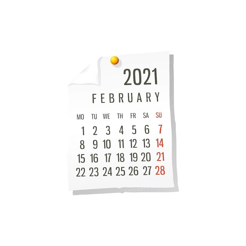 2021 Calendar on white paper