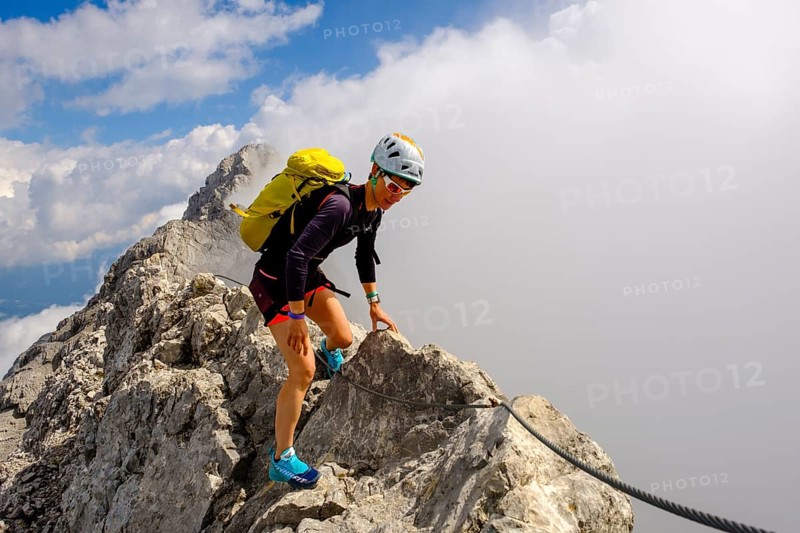 Mountaineer climbing on the Watzmann ridge