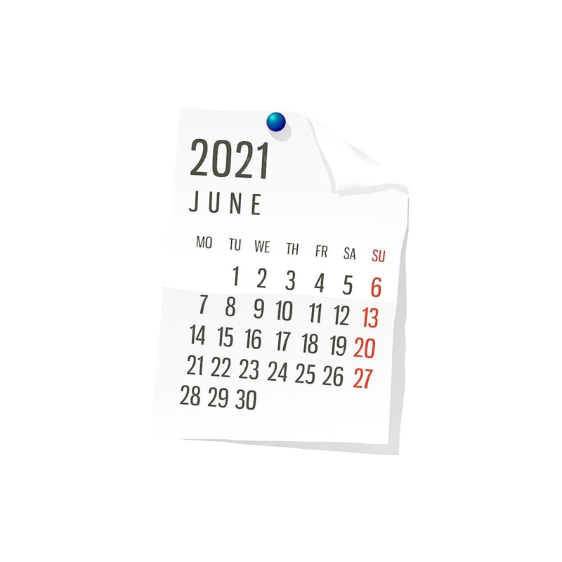 2021 Calendar on white paper