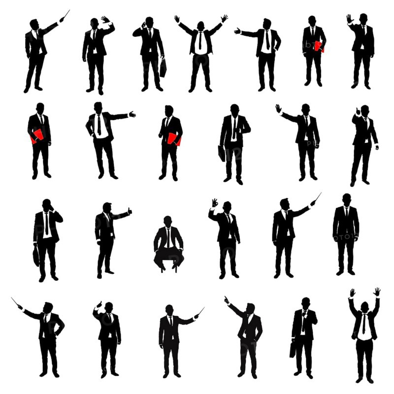 Set of business men in suits