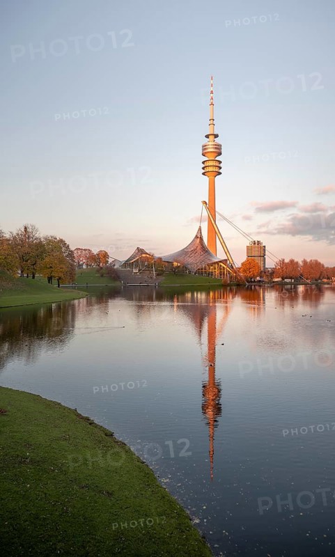 Olympic Tower and Olympic Stadium at sunset