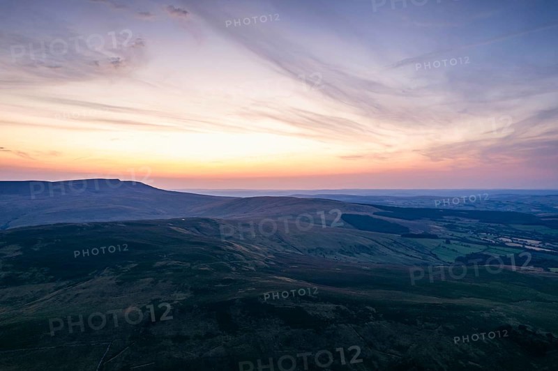 Sunset over Cray Reservoir from a drone