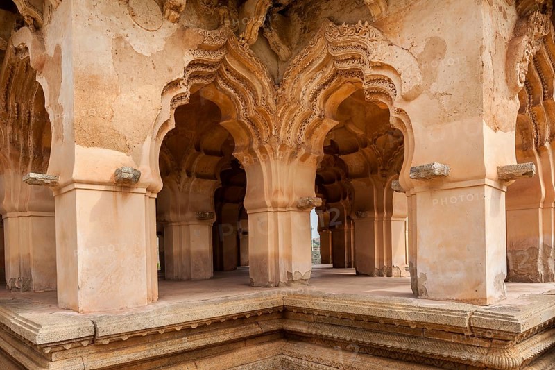 Lotus Mahal details. Royal Centre. Hampi