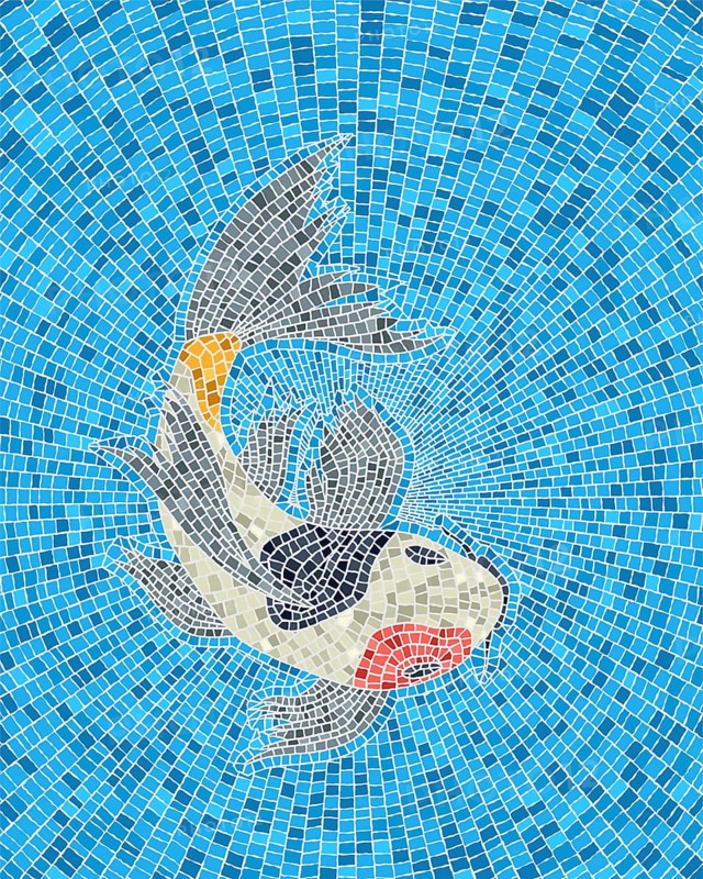 Koi carp fish mosaic